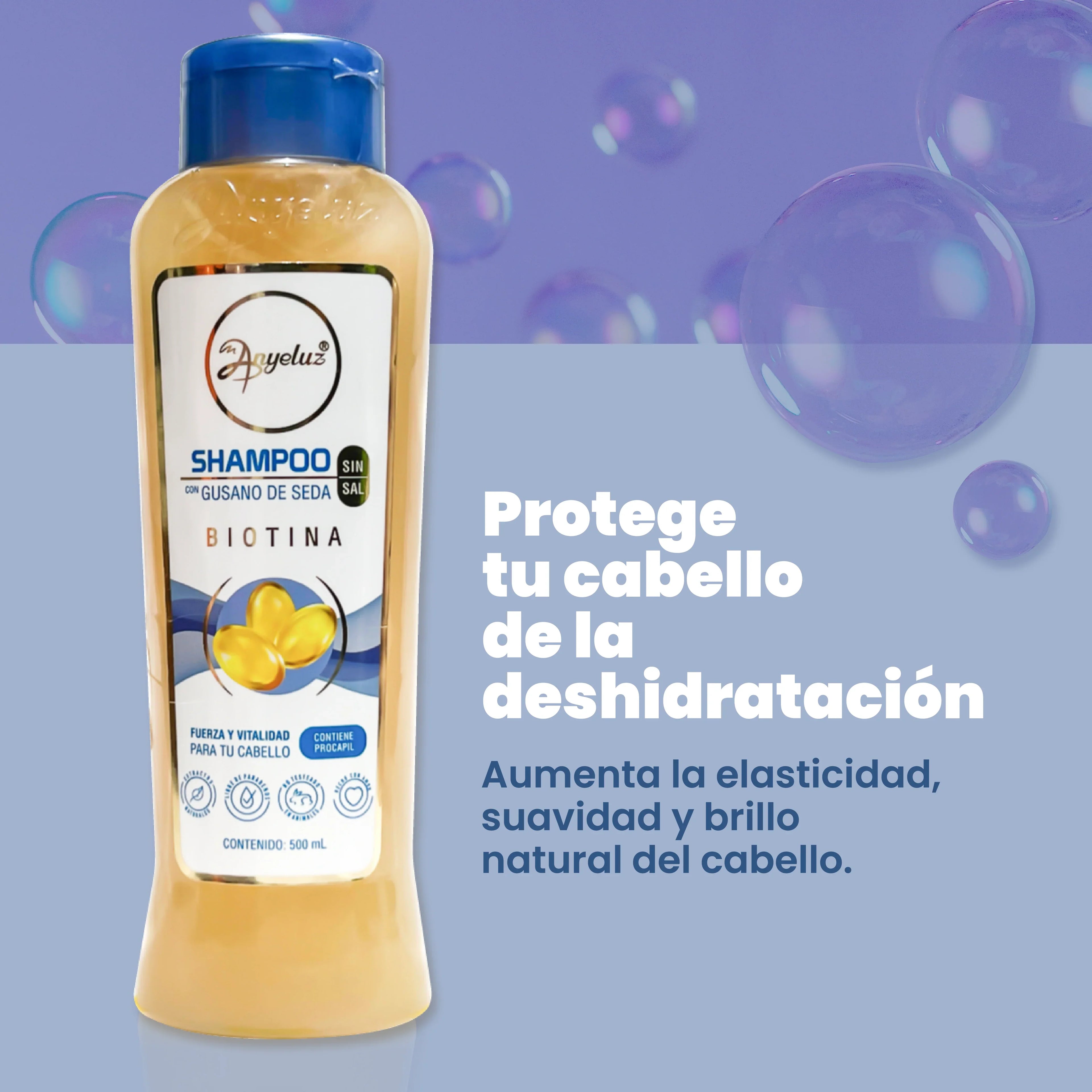 SHAMPOO CON GUSANO DE SEDA ANYELUZ 500ml